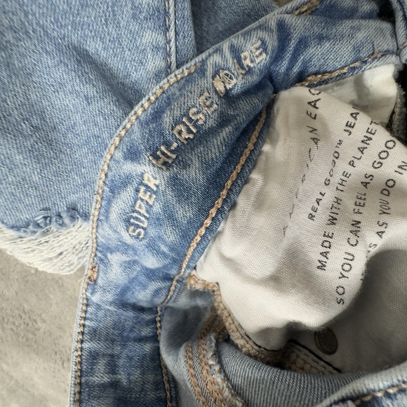 American Eagle Jeans Womens 8 Super Hi Rise Flare Blue Light Wash Stretch - Picture 7 of 11